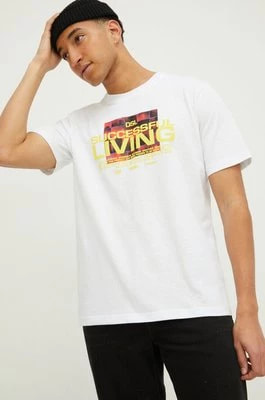 Zdjęcie produktu Diesel t-shirt bawełniany męski kolor biały z nadrukiem