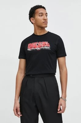 Zdjęcie produktu Diesel t-shirt bawełniany męski kolor czarny z nadrukiem