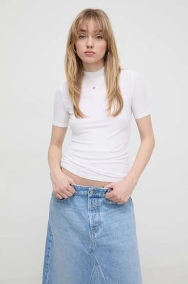 Zdjęcie produktu Diesel t-shirt damski kolor beżowy z półgolfem