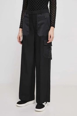 Zdjęcie produktu Dkny spodnie damskie kolor czarny szerokie high waist P3JKNV51