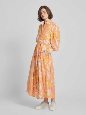 Zdjęcie produktu Długa sukienka ze wzorem na całej powierzchni z mieszanki lnu i wiskozy herzensangelegenheit