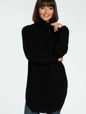 Zdjęcie produktu Długi sweter z golfem - czarny Merg