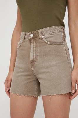Zdjęcie produktu Dr. Denim szorty jeansowe damskie kolor beżowy gładkie high waist