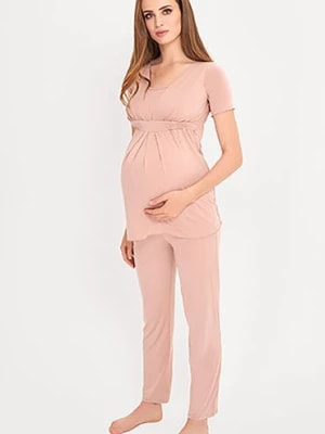 Zdjęcie produktu Dwuczęściowa piżama damska ciążowa - różowa Cool Mama