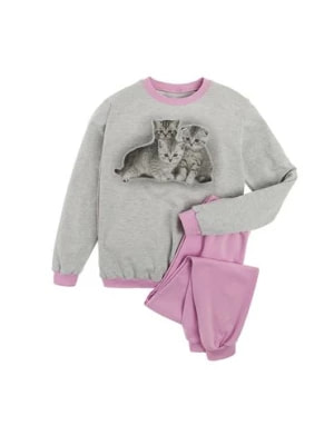 Zdjęcie produktu Dziewczęca piżama szaro-różowa kotki TUP TUP