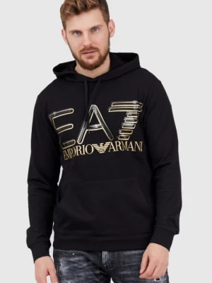 Zdjęcie produktu EA7 Czarna bluza męska z kapturem i złotym logo EA7 Emporio Armani