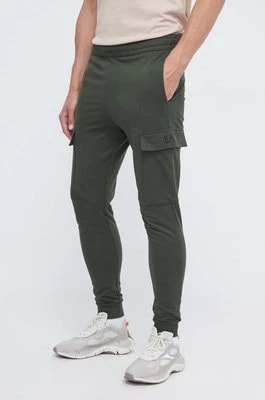 Zdjęcie produktu EA7 Emporio Armani spodnie dresowe bawełniane kolor zielony gładkie