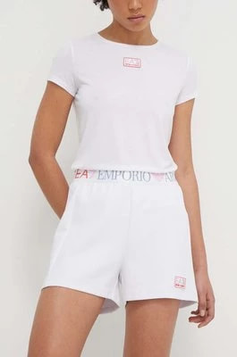 Zdjęcie produktu EA7 Emporio Armani szorty damskie kolor biały gładkie high waist