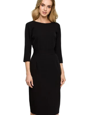 Zdjęcie produktu Elegancka sukienka ołówkowa midi z dekoltem V na plecach czarny Sukienki.shop