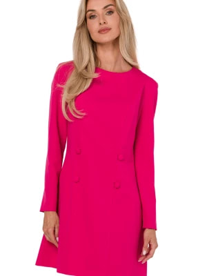 Zdjęcie produktu Elegancka sukienka trapezowa dwurzędowa różowa Polski Producent