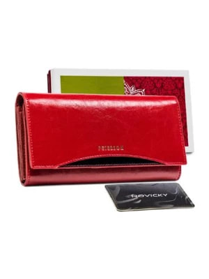 Zdjęcie produktu Elegancki portfel damski czerwony ze skóry naturalnej — Peterson