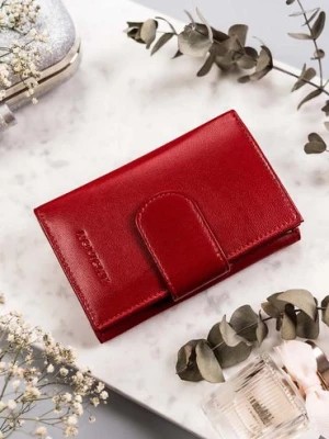 Zdjęcie produktu Elegancki portfel damski czerwony ze skóry naturalnej — Rovicky