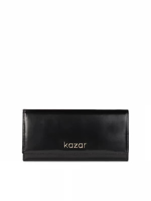 Zdjęcie produktu Elegancki skórzany portfel w czarnym kolorze ze złotym okuciem Kazar