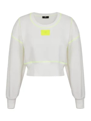 Zdjęcie produktu Elisabetta Franchi, Bawełniany sweter z fluorescencyjnymi przeszyciami White, female,
