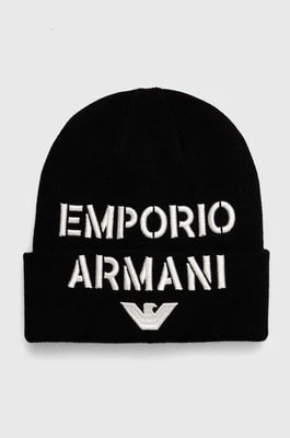 Zdjęcie produktu Emporio Armani czapka z domieszką wełny dziecięca kolor czarny