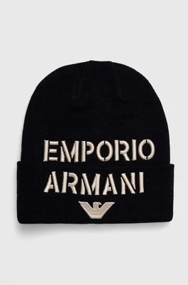 Zdjęcie produktu Emporio Armani czapka z domieszką wełny dziecięca kolor granatowy