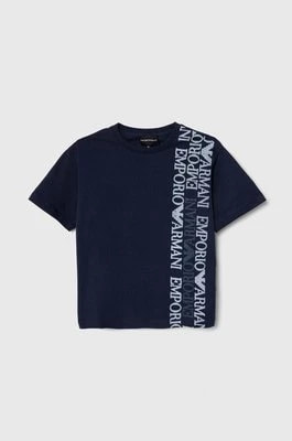 Zdjęcie produktu Emporio Armani t-shirt bawełniany dziecięcy kolor niebieski z nadrukiem