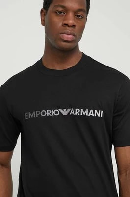 Zdjęcie produktu Emporio Armani t-shirt bawełniany męski kolor czarny z aplikacją 3D1TG3 1JPZZ