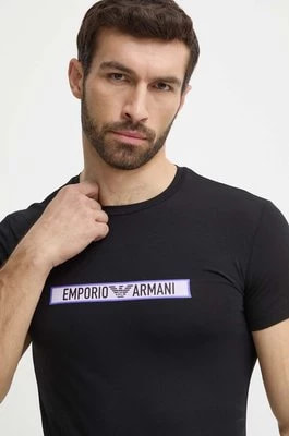 Zdjęcie produktu Emporio Armani Underwear t-shirt bawełniany lounge kolor czarny z nadrukiem 111035 4R517
