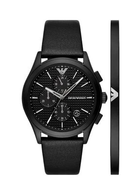 Zdjęcie produktu Emporio Armani zegarek i bransoletka kolor czarny