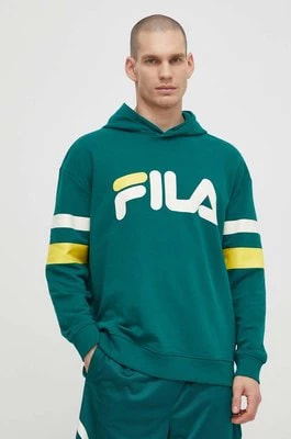 Zdjęcie produktu Fila bluza Luohe męska kolor zielony z kapturem z nadrukiem FAM0675