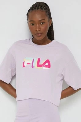 Zdjęcie produktu Fila t-shirt bawełniany kolor fioletowy