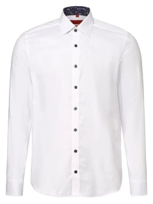 Zdjęcie produktu Finshley & Harding Koszula męska łatwa w prasowaniu Mężczyźni Slim Fit Bawełna biały wypukły wzór tkaniny,