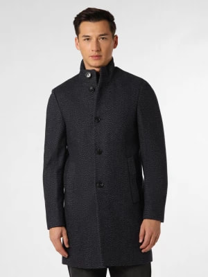 Zdjęcie produktu Finshley & Harding London Płaszcz męski Mężczyźni Wełna niebieski wypukły wzór tkaniny,