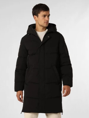Zdjęcie produktu Finshley & Harding Męski płaszcz pikowany Mężczyźni Sztuczne włókno czarny jednolity