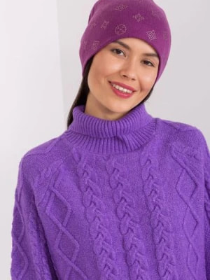 Zdjęcie produktu Fioletowa czapka zimowa z dodatkiem kaszmiru Wool Fashion Italia