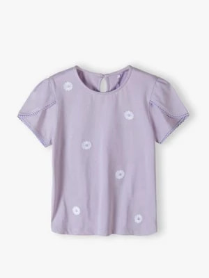 Zdjęcie produktu Fioletowy t-shirt dziewczęcy  w kwiatki - Max&Mia Max & Mia by 5.10.15.