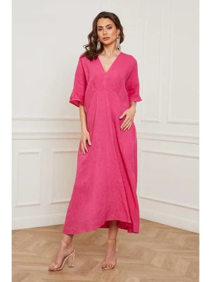 Zdjęcie produktu Fleur de Lin Lniana sukienka "Faos" w kolorze różowym rozmiar: XXL