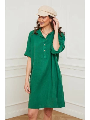 Zdjęcie produktu Fleur de Lin Lniana sukienka "Firlone" w kolorze zielonym rozmiar: S