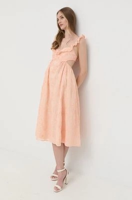 Zdjęcie produktu For Love & Lemons sukienka kolor pomarańczowy midi rozkloszowana