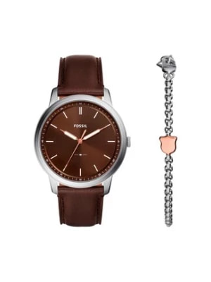 Zdjęcie produktu Fossil Zestaw zegarek i bransoletka Minimalist FS6019SET Brązowy