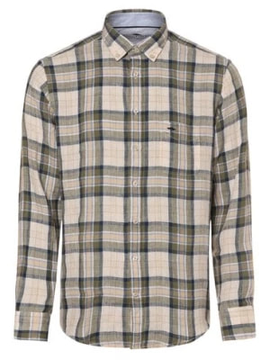 Zdjęcie produktu Fynch-Hatton Męska koszula lniana Mężczyźni Regular Fit len zielony|beżowy|niebieski w kratkę,
