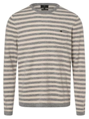 Zdjęcie produktu Fynch-Hatton Męski sweter z mieszanki wełny merino i kaszmiru Mężczyźni Kaszmir szary|beżowy w paski,