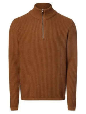 Zdjęcie produktu Fynch-Hatton Sweter męski Mężczyźni Bawełna brązowy wypukły wzór tkaniny,