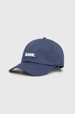 Zdjęcie produktu G-Star Raw czapka z daszkiem bawełniana kolor niebieski z aplikacją