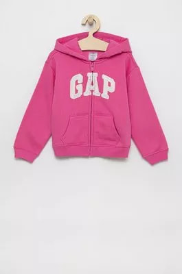 Zdjęcie produktu GAP Bluza dziecięca kolor różowy z kapturem z aplikacją Gap