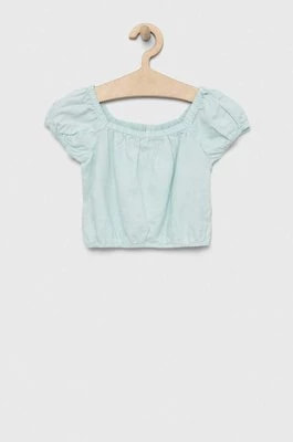 Zdjęcie produktu GAP bluzka lniana dziecięca kolor niebieski gładka
