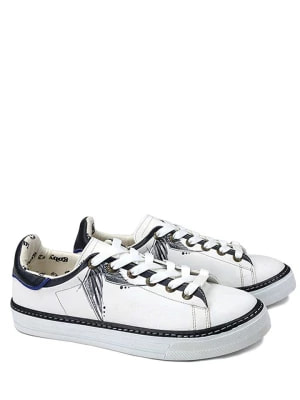 Zdjęcie produktu Goby Skórzane sneakersy w kolorze białym ze wzorem rozmiar: 39