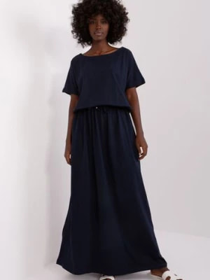 Zdjęcie produktu Granatowa casualowa sukienka basic z krótkim rękawem RELEVANCE