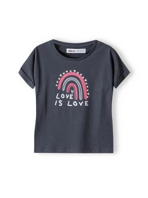 Zdjęcie produktu Granatowa koszulka dziewczęca z bawełny- Love is love Minoti