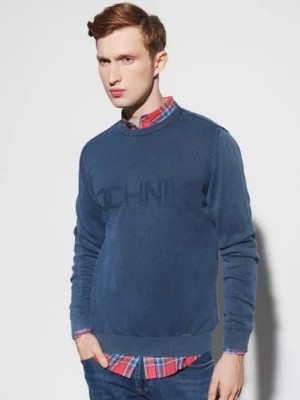 Zdjęcie produktu Granatowy sweter męski z logo OCHNIK