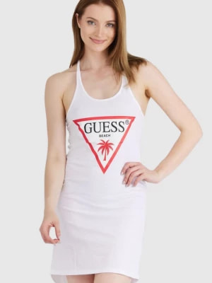Zdjęcie produktu GUESS Biała sukienka z trójkątnym logo