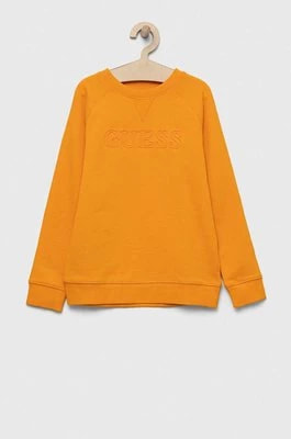 Zdjęcie produktu Guess bluza dziecięca kolor pomarańczowy gładka