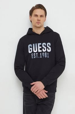 Zdjęcie produktu Guess bluza BEAU męska kolor czarny z kapturem z aplikacją M4RQ36 KBK32