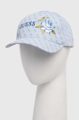 Zdjęcie produktu Guess czapka z daszkiem bawełniana DENISE kolor niebieski wzorzysta W4RZ05 WO080