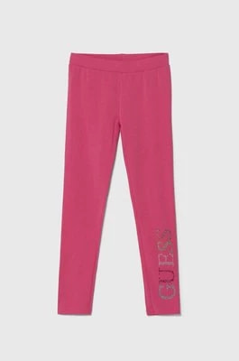 Zdjęcie produktu Guess legginsy dziecięce kolor różowy z aplikacją
